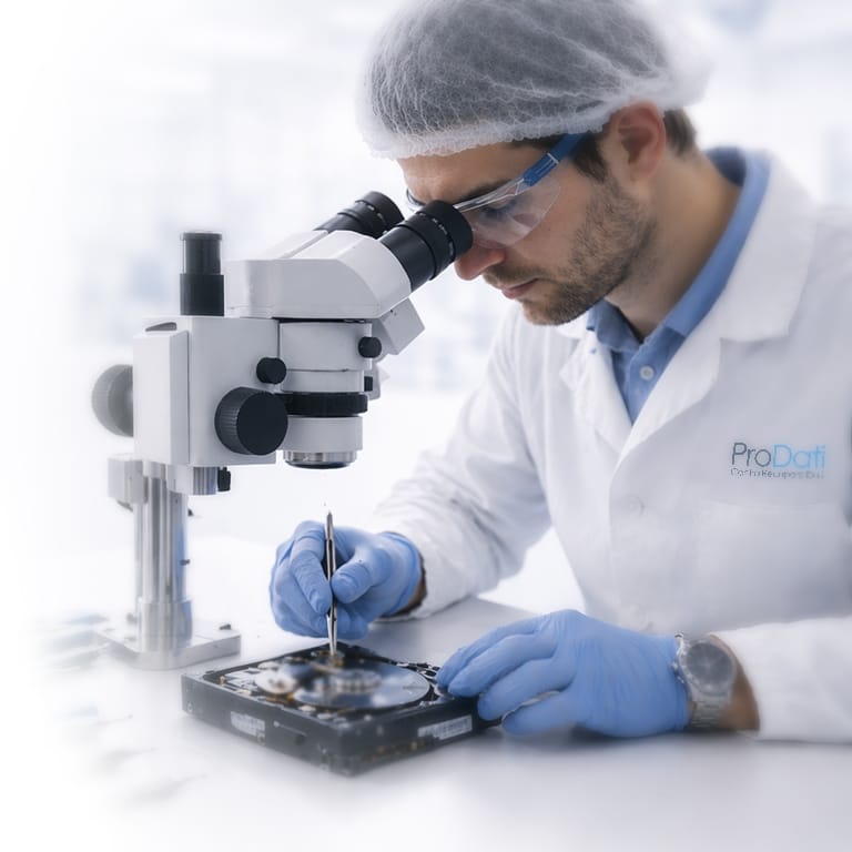 Tecnico ProDati esegue recupero dati da hard disk in laboratorio certificato